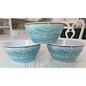 Indoor Outdoor Collection Melamine Bowls Set of 3 Starfish Coastal Beach 6"